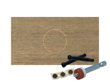 Verborgen schroefsysteem • Toscana Teak • per 50 stuks • incl. korte 5,2×40 rvs schroeven voor aluminium, massieve kunststof en hardhouten onderbalken met een hoogte van minimaal 25 mm tot 45 mm