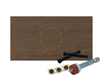 Verborgen schroefsysteem • Victorian Walnut • per 50 stuks • incl. korte 5,2×40 rvs schroeven voor aluminium, massieve kunststof en hardhouten onderbalken met een hoogte van minimaal 25 mm tot 45 mm