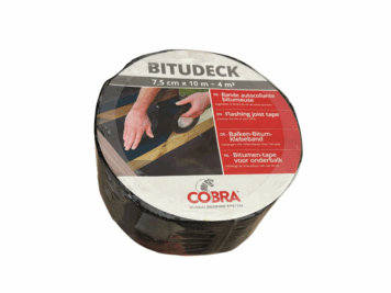 Bescherm tape band • Bitudeck • voor houten onderbalken • 7,5cm x 10 m. • mat zwart • uv-bestendig