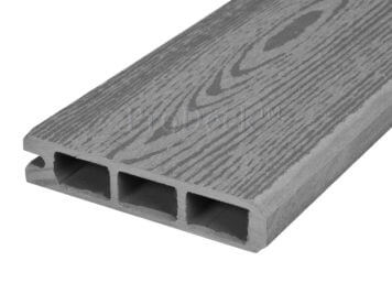 Stapelplank • eindplank • composiet • grijs houtnerf • 179x15x2,5 cm • zelfbouwschutting
