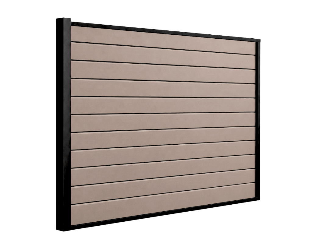 Stapelplank • schuttingset • composiet • vergrijsd bruin • 180 x 180 cm • volledige privacy met 1 paal 270cm donkerantraciet